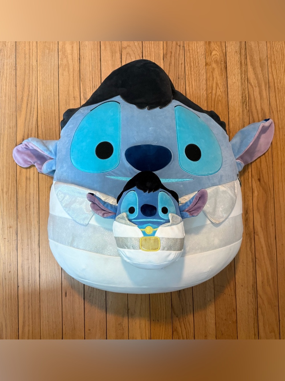 Squishmallows Blue & Black Stitch Large Plush with Bonus Pocket Buddy